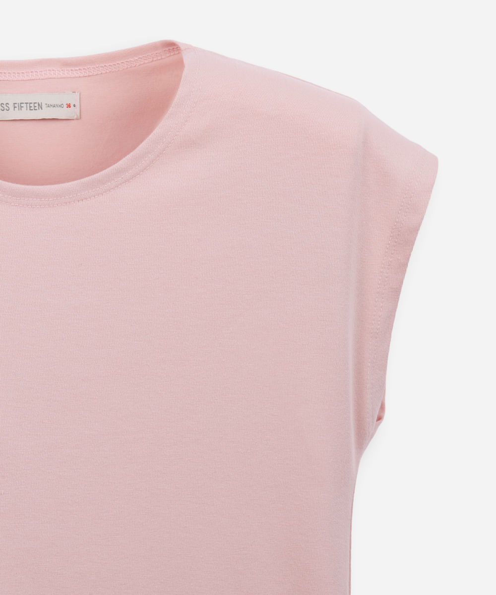 camiseta juvenil manga curta rosa