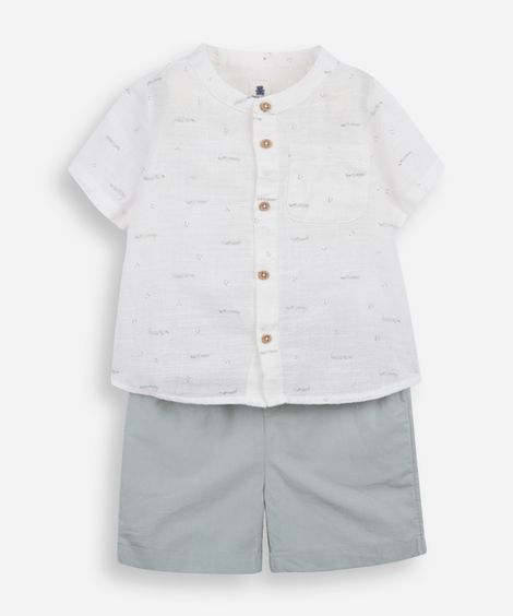 conjunto curto infantil de algodão jacaré - verde médio