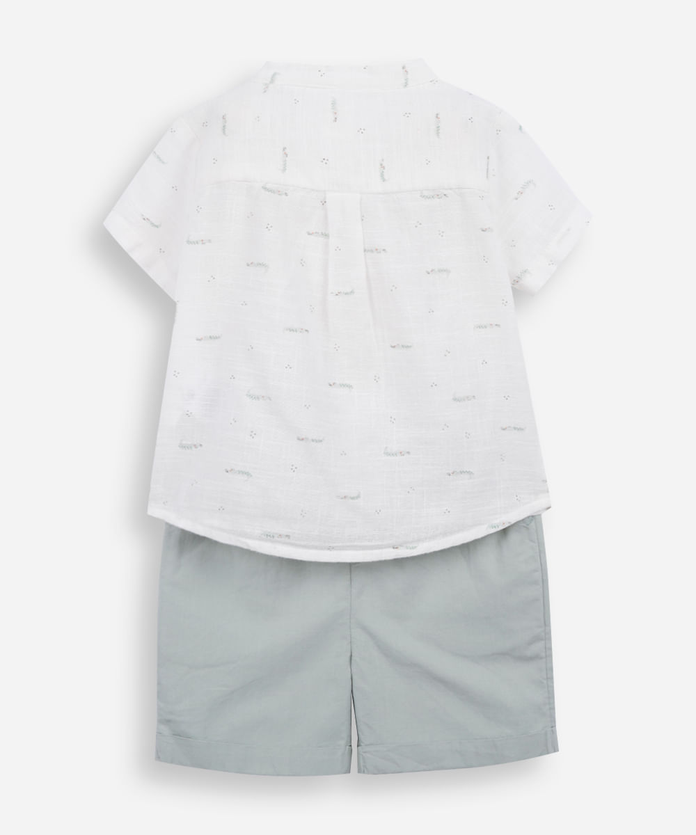 conjunto curto infantil de algodão jacaré - verde médio