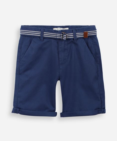 bermuda infantil de sarja com cinto azul