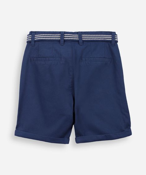 bermuda infantil de sarja com cinto azul