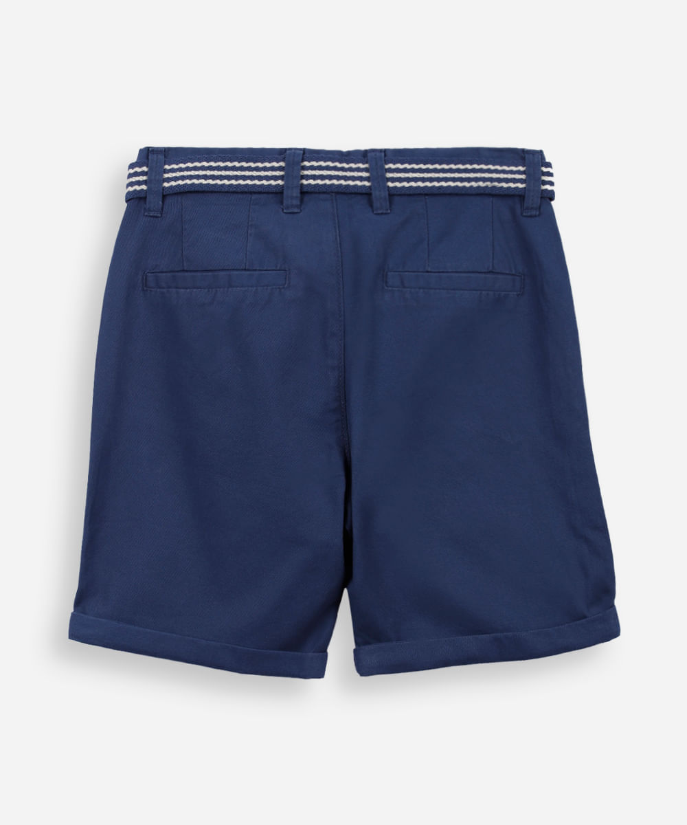 bermuda infantil de sarja com cinto azul