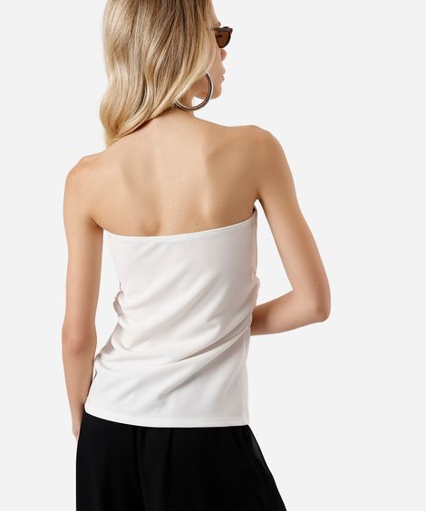 blusa sem  alça feminina com franzidos - off white