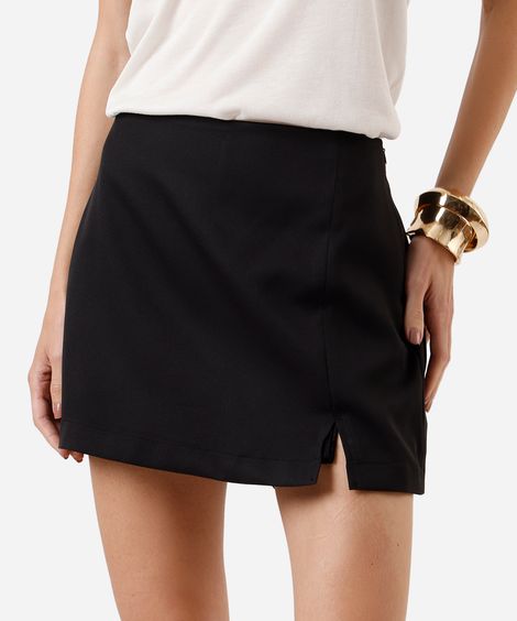 short saia  feminino de alfaiataria com fenda preto