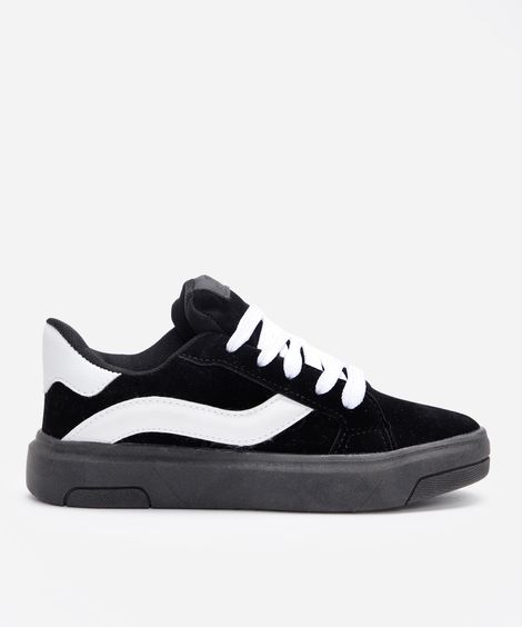 Tênis infantil com recortes  preto