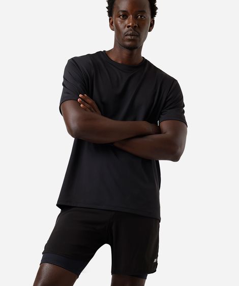 short masculino esportivo com bermuda interna preto