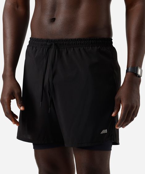 short masculino esportivo com bermuda interna preto