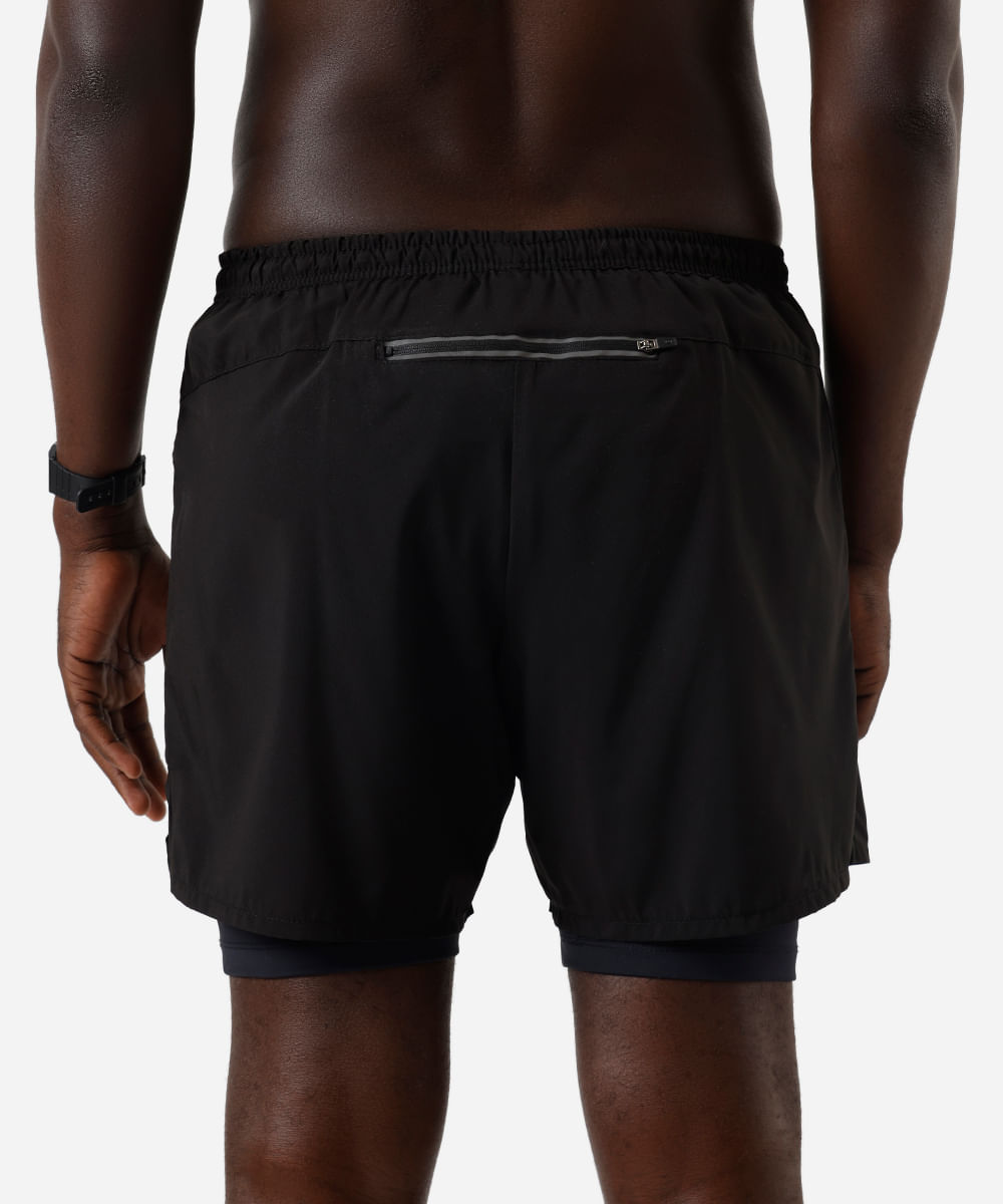 short masculino esportivo com bermuda interna preto