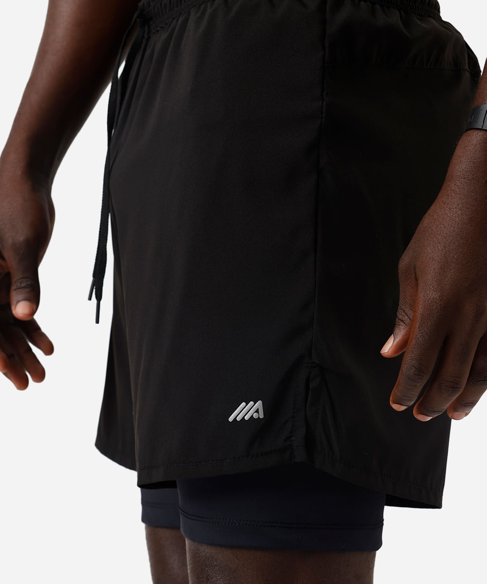 short masculino esportivo com bermuda interna preto