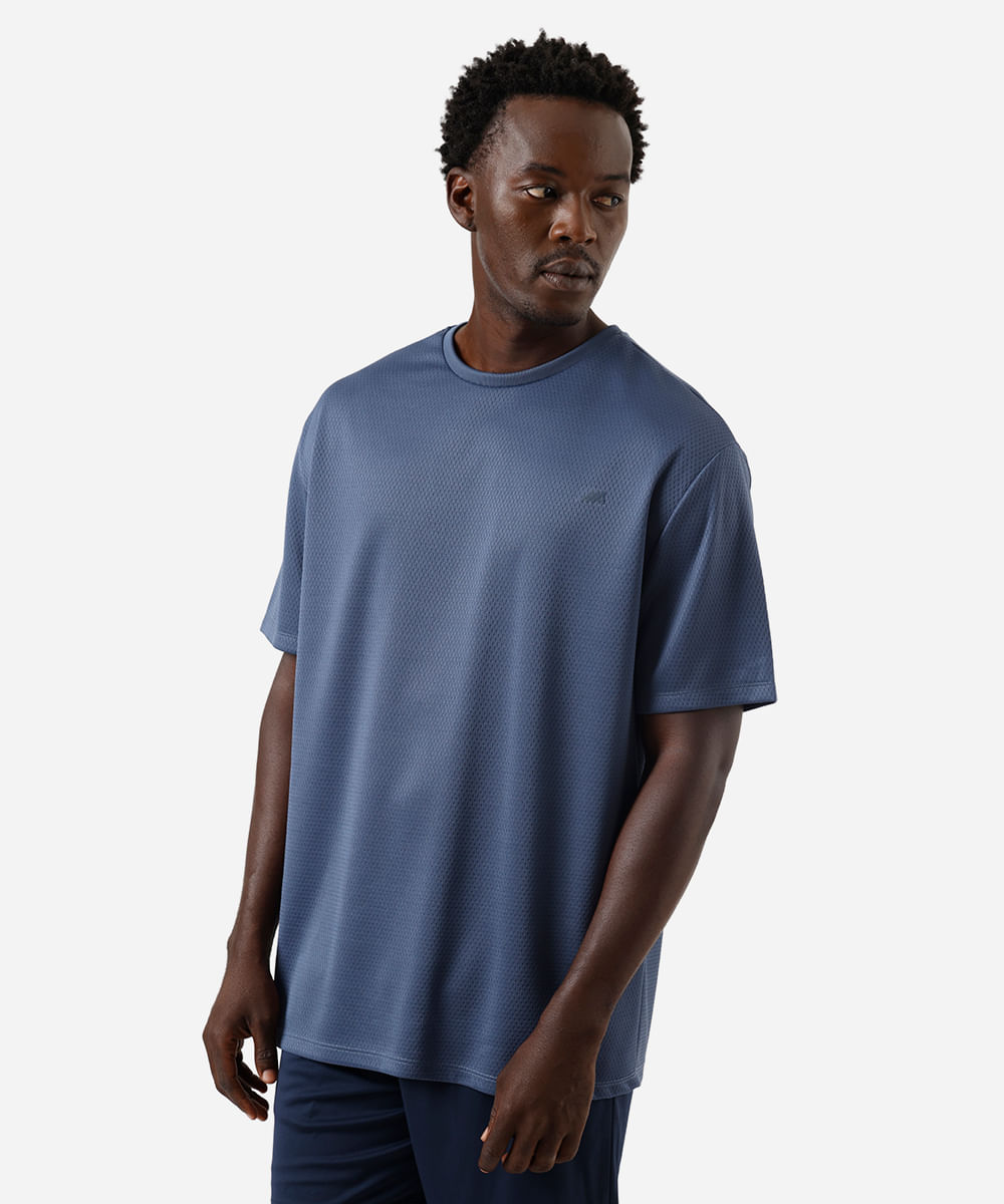 camiseta masculina esportiva ace texturizada azul