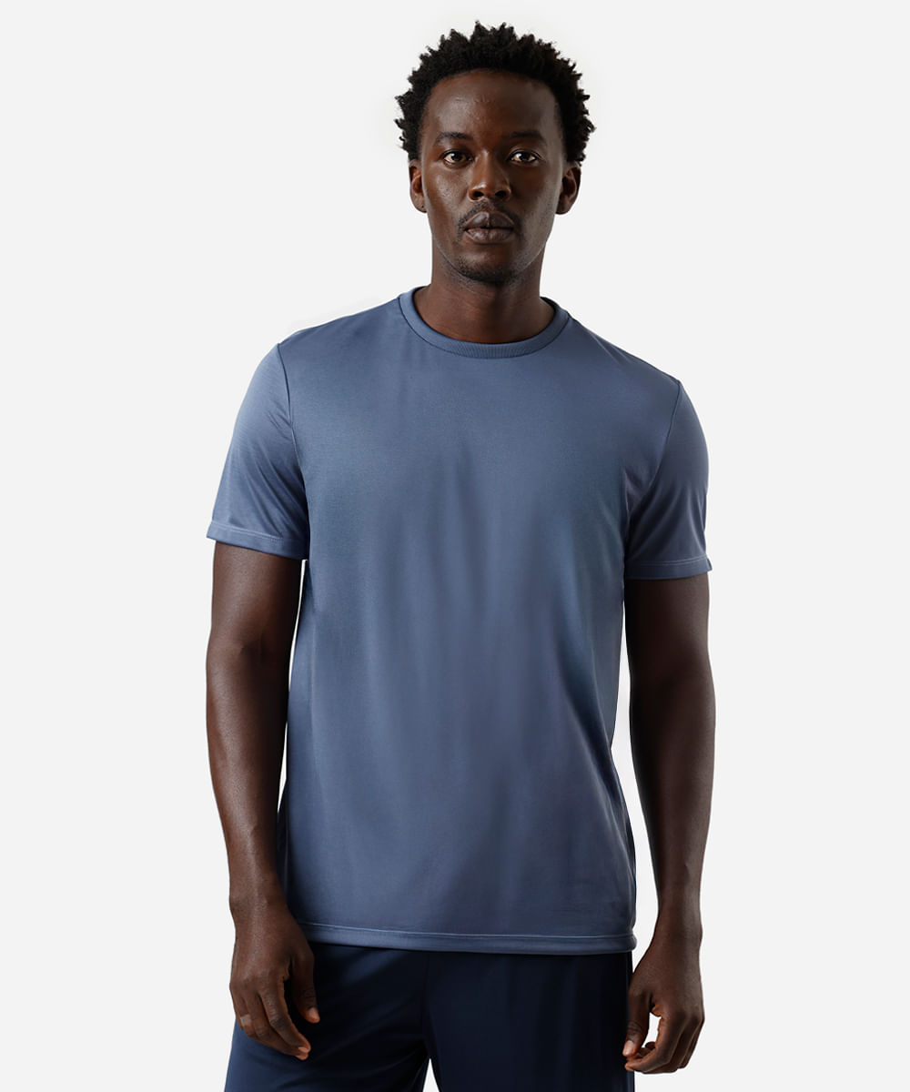 camiseta masculina básica esportiva ace manga curta azul