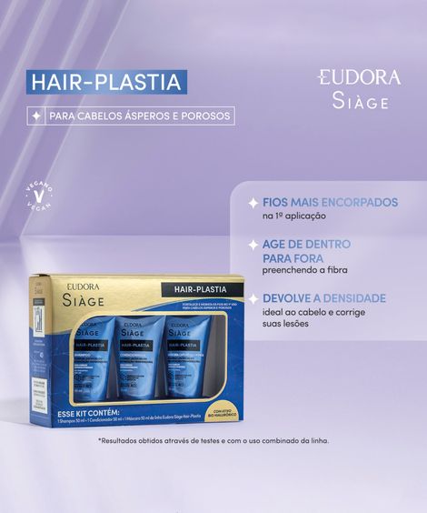 kit eudora siàge miniaturas hair plastia 3x50ml