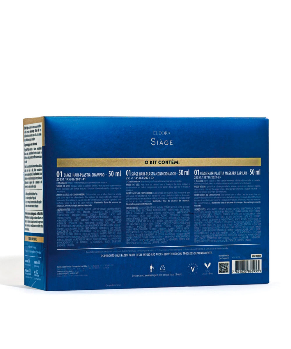 kit eudora siàge miniaturas hair plastia 3x50ml