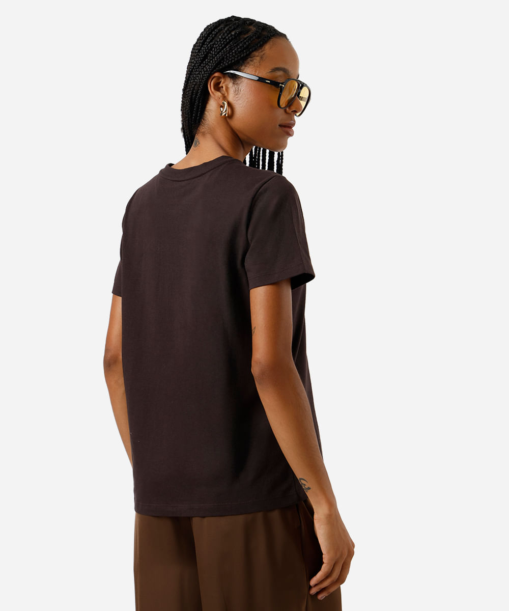 camiseta feminina de algodão gelato marrom