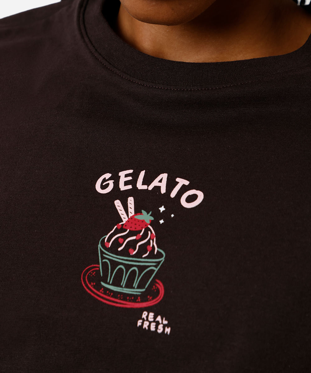 camiseta feminina de algodão gelato marrom