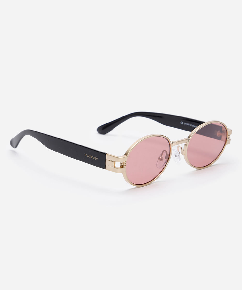 óculos de sol oval triton unissex dourado