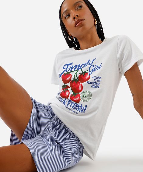 camiseta feminina de algodão tomato girl off white