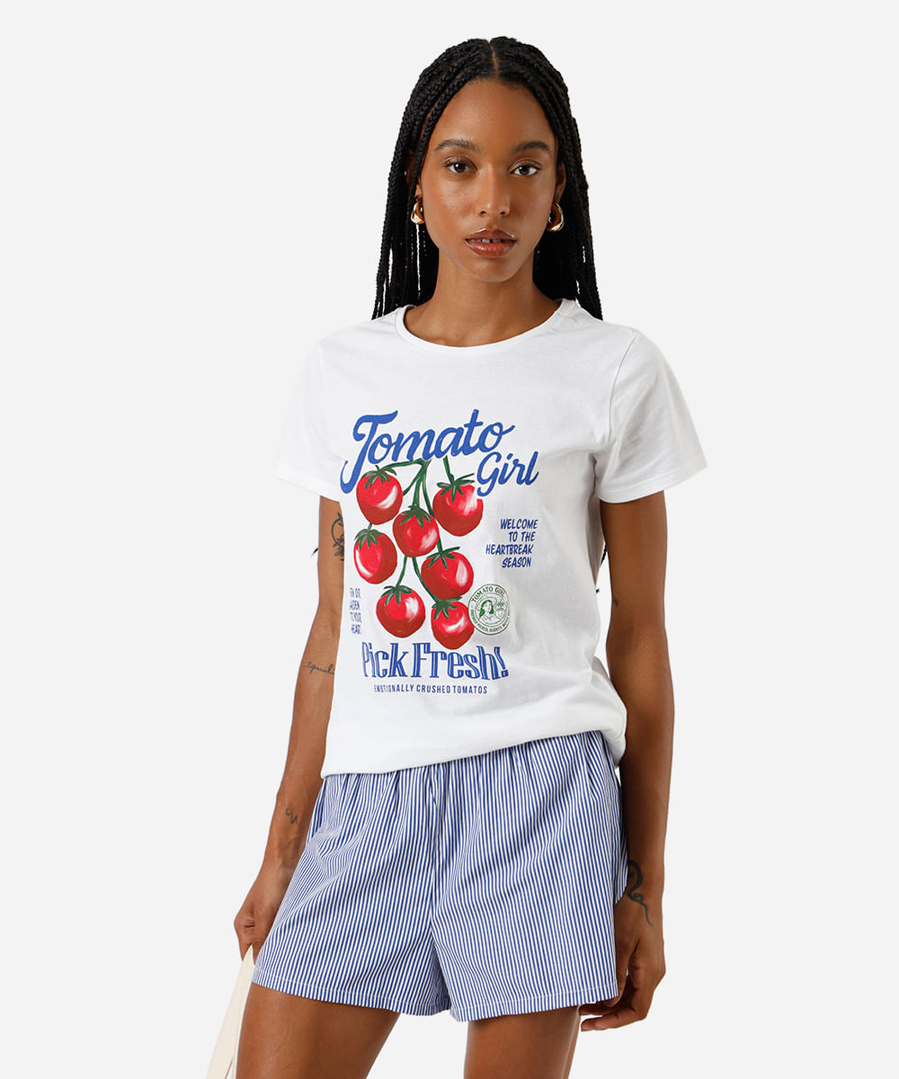 camiseta feminina de algodão tomato girl off white