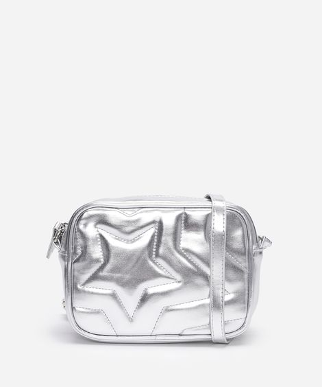 bolsa transversal infantil estrela metalizada prateado