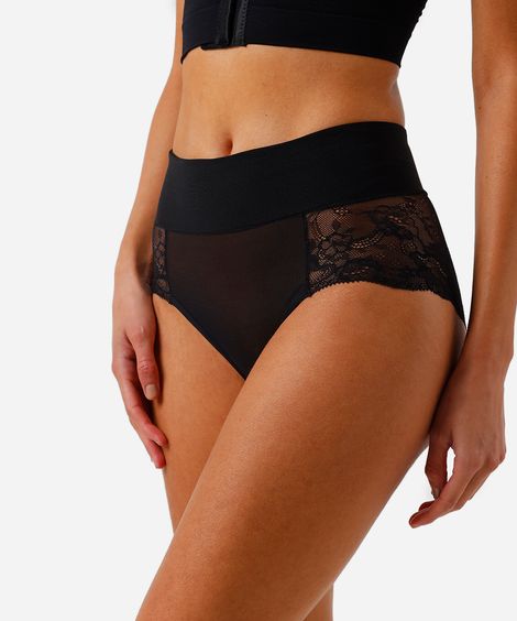 calcinha caleçon com renda demillus preta