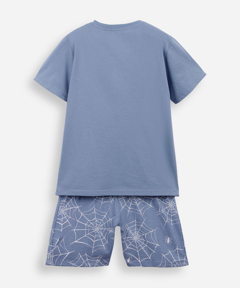 pijama curto infantil de algodão homem aranha azul