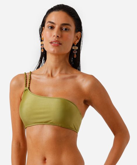biquíni top faixa ombro único verde
