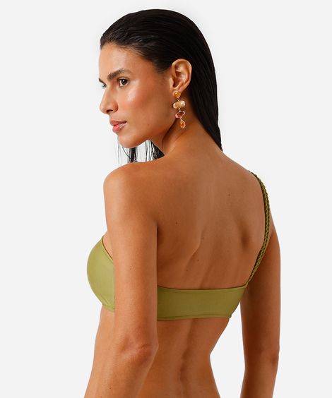 biquíni top faixa ombro único verde