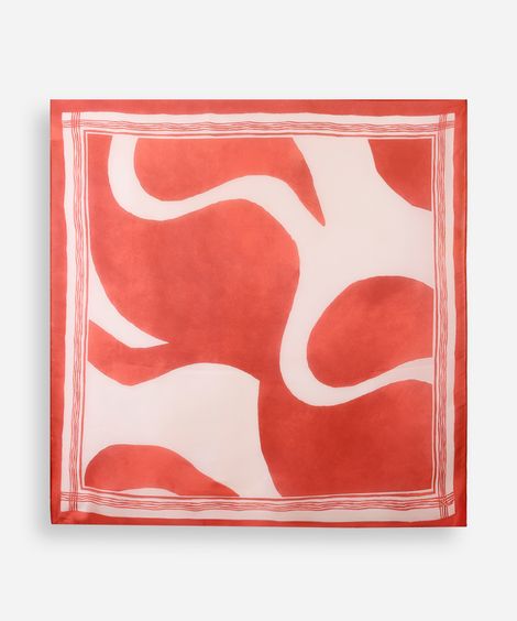 lenço quadrado abstrato acetinado vermelho