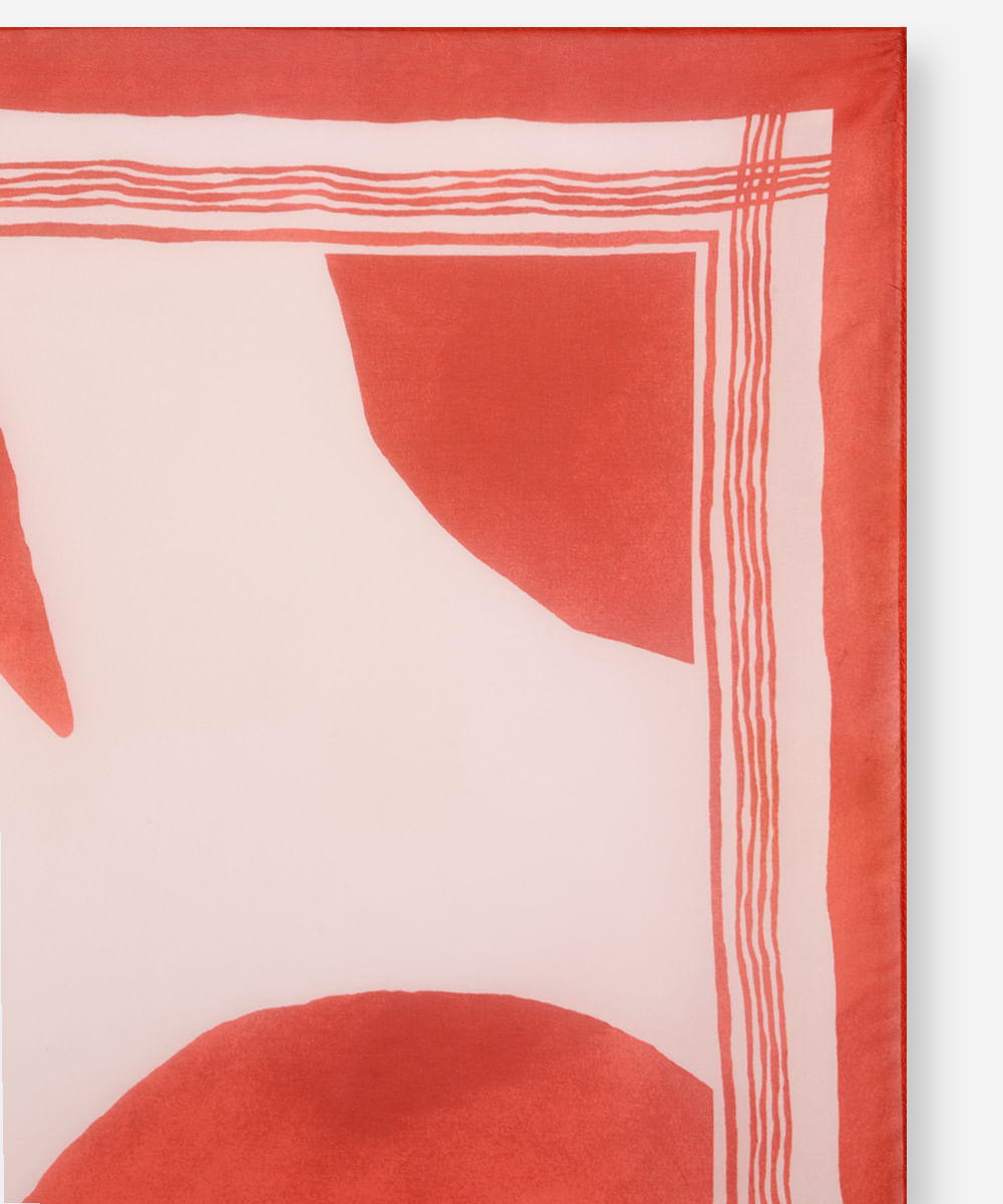 lenço quadrado abstrato acetinado vermelho