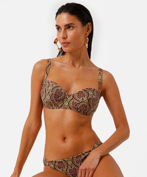 biquíni top meia taça estampado verde