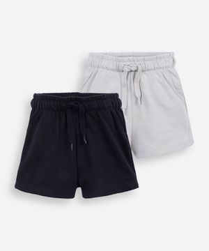 kit de 2 shorts infantis de moletom colorido