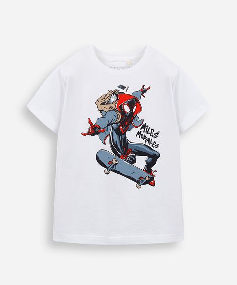 camiseta infantil de algodão homem aranha off white