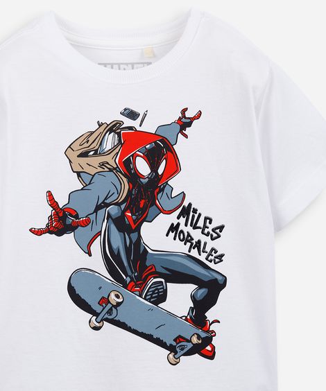 camiseta infantil de algodão homem aranha off white