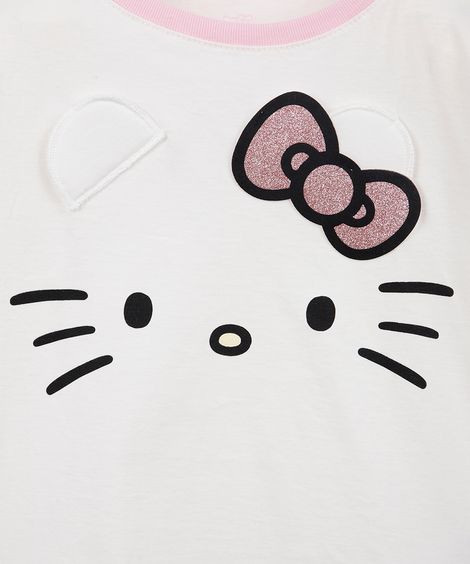pijama curto infantil de algodão hello kitty off white