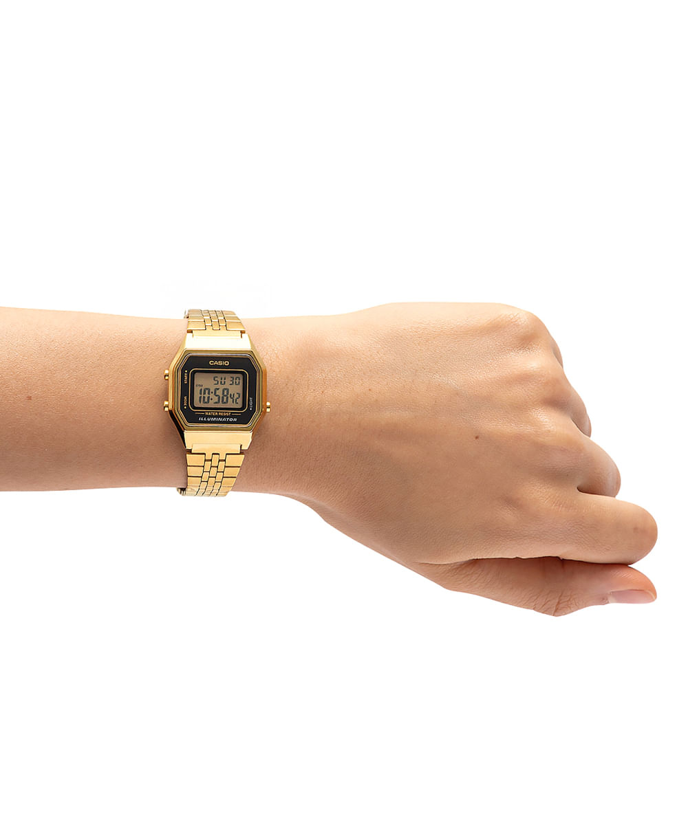 relógio feminino casio digital la680wga1df dourado
