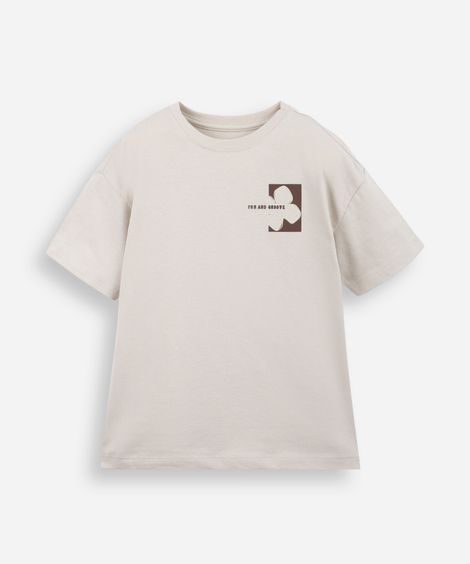 camiseta infantil de algodão trevo bege