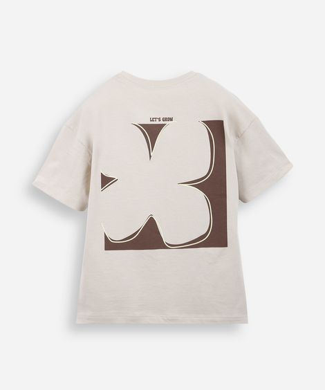 camiseta infantil de algodão trevo bege