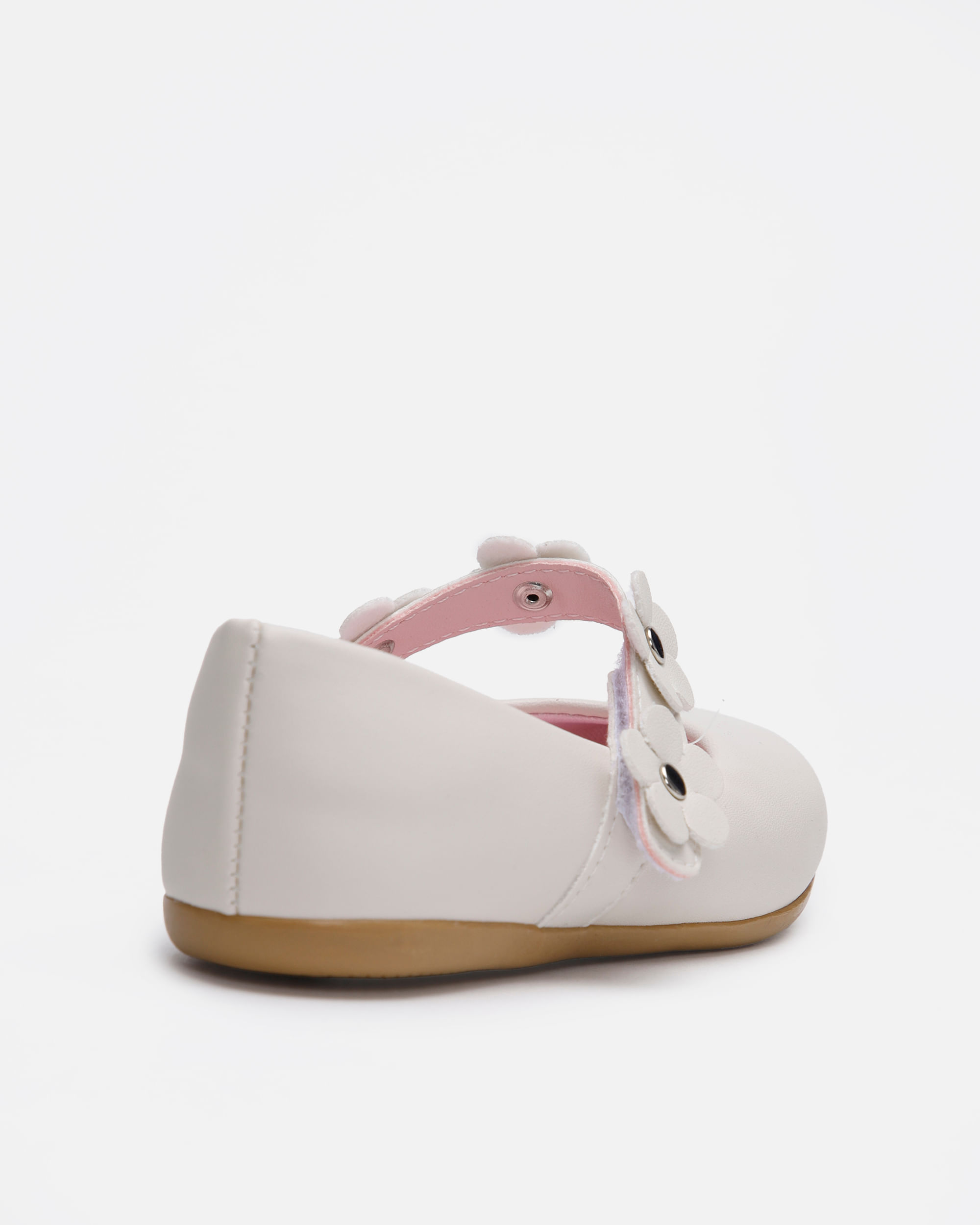 sapatilha bico redondo infantil com flores off white