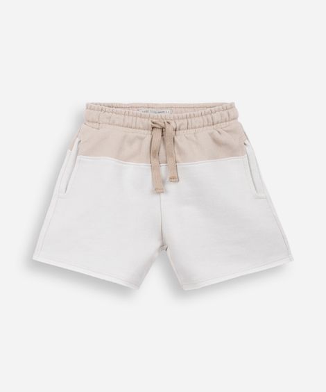 short infantil de moletom com recorte cós elástico colorido