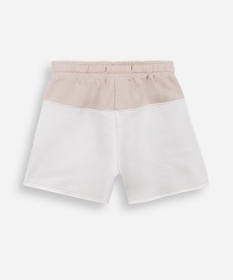 short infantil de moletom com recorte cós elástico colorido