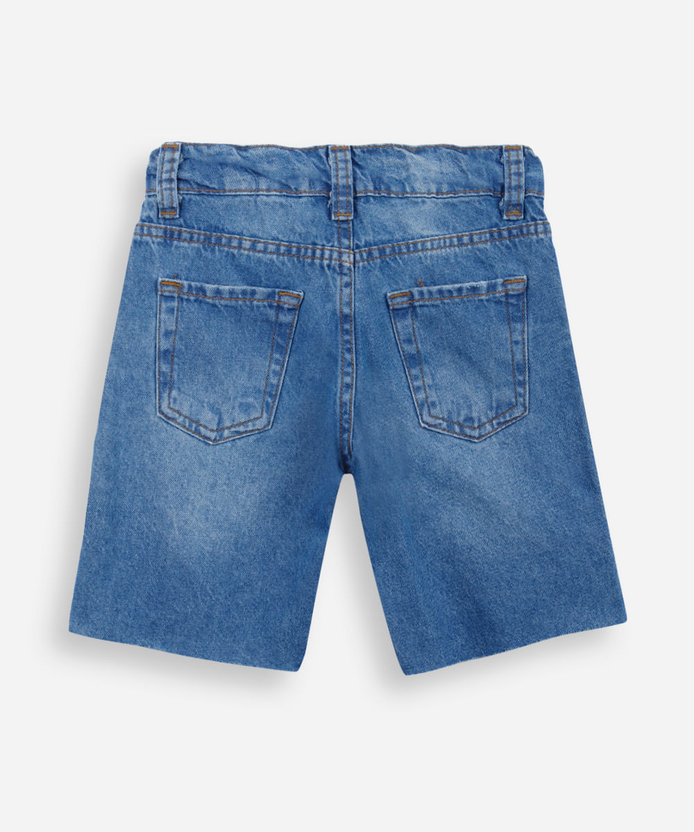bermuda infantil jeans destroyed azul