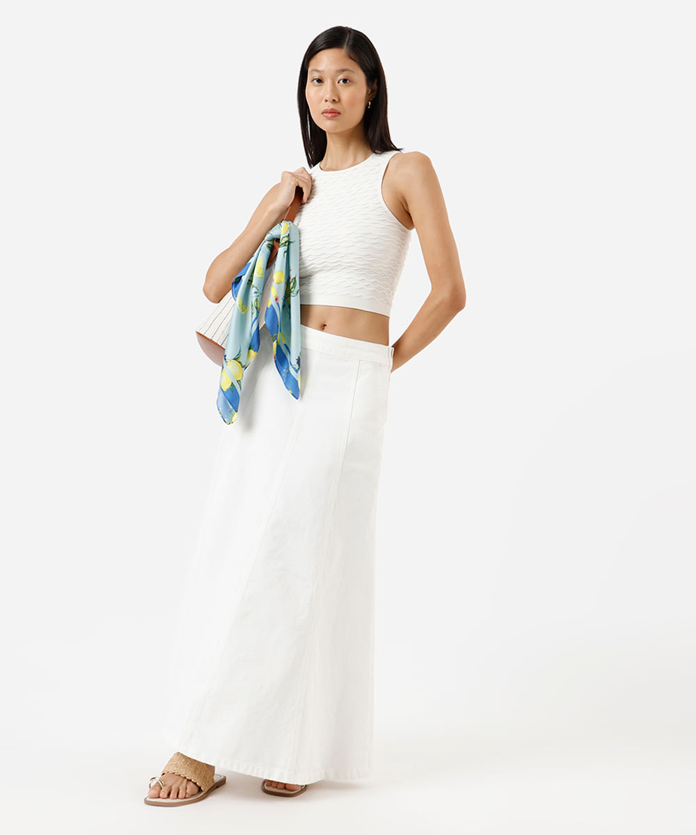 regata cropped feminina de poliamida texturizada off white