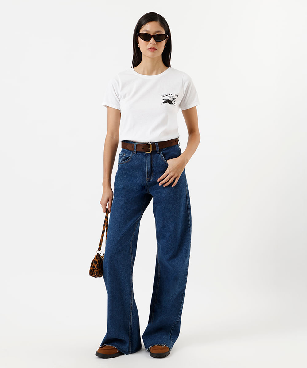 camiseta feminina de algodão estampada off white