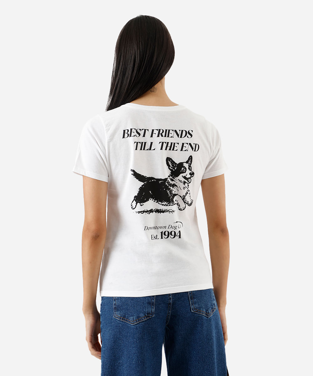 camiseta feminina de algodão estampada off white