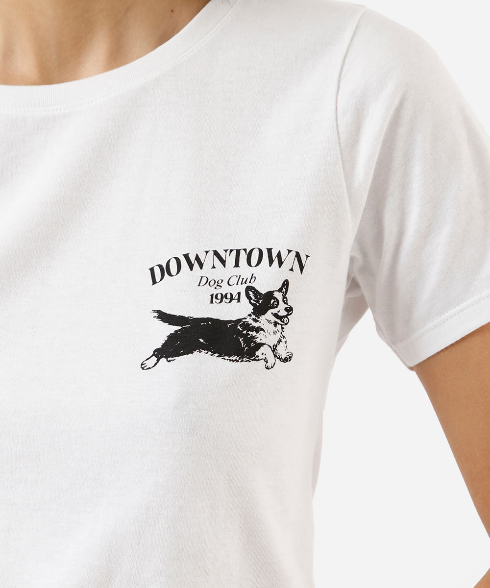 camiseta feminina de algodão estampada off white