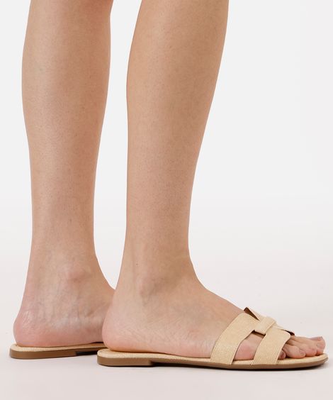 rasteirinha feminina com recorte oneself bege