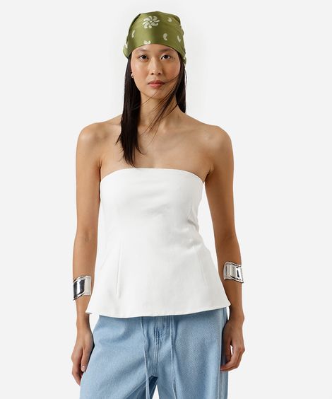 blusa sem alça feminina com viscose off white