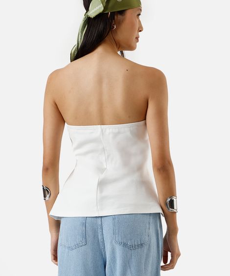 blusa sem alça feminina com viscose off white