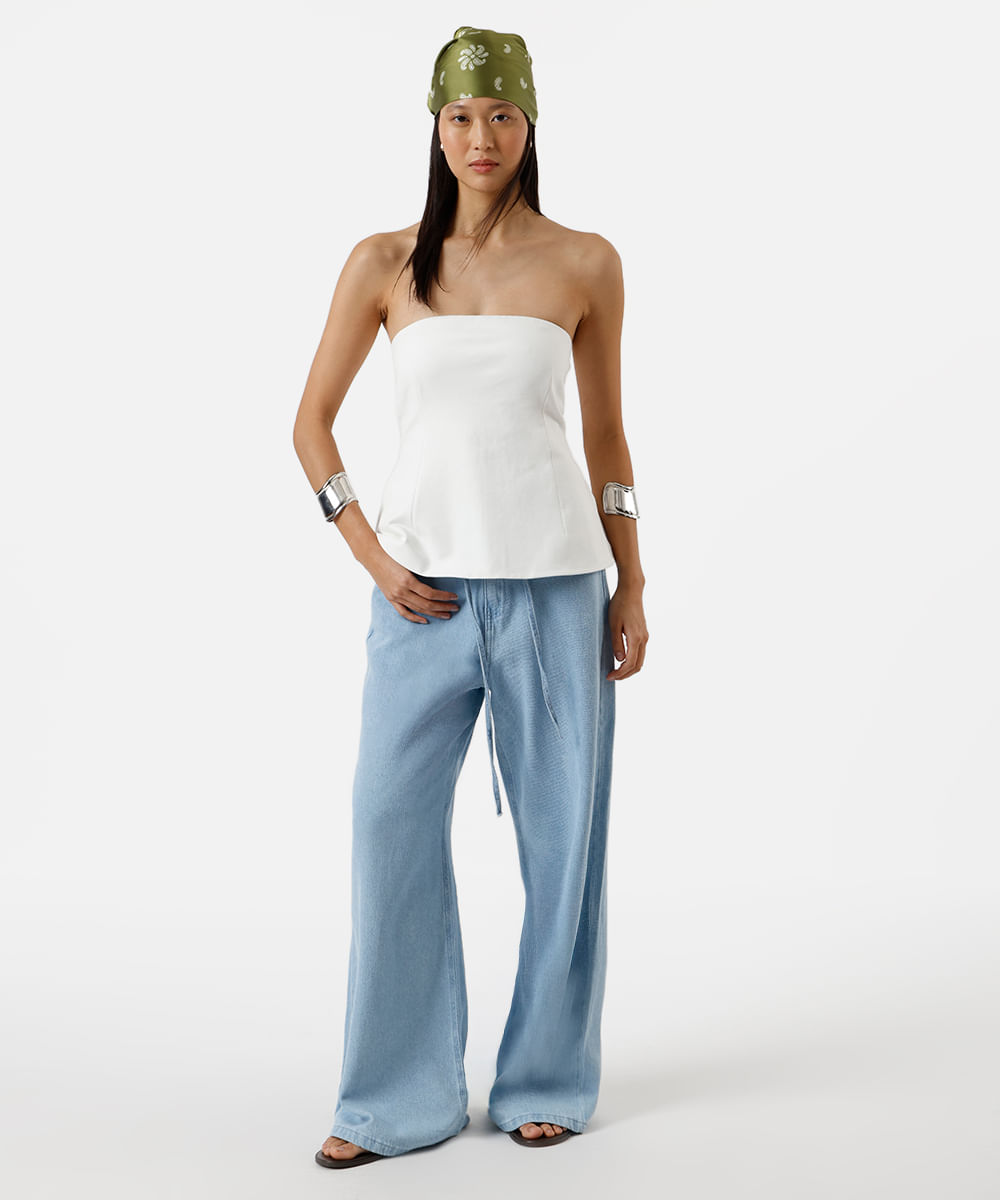 blusa sem alça feminina com viscose off white