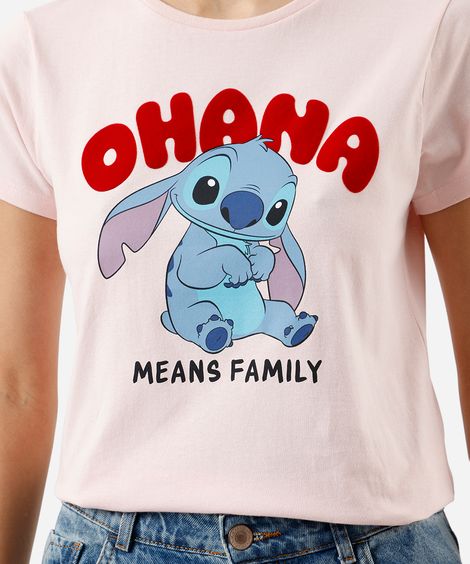 camiseta feminina de algodão stitch texturizada rosa